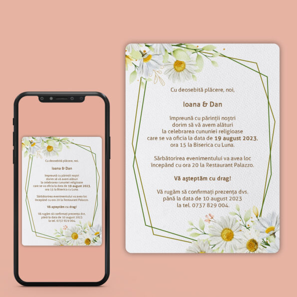 Invitatie digitala nunta cu flori