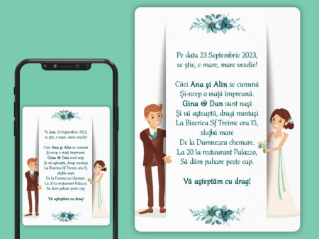 Invitatie digitala nunta cu mire si mireasa