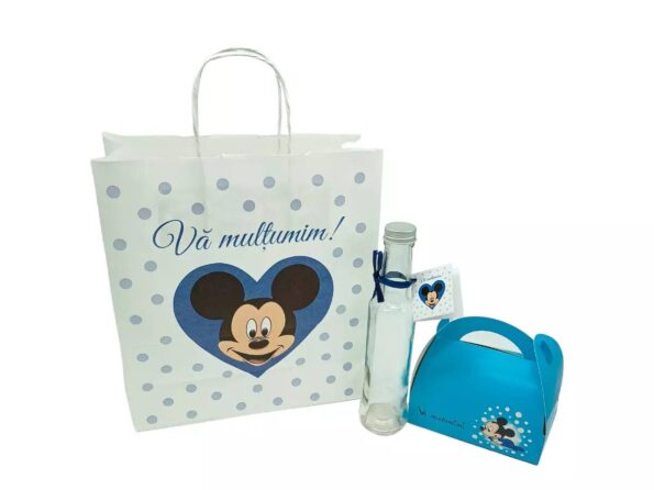 Marturii botez Set 7-Mickey: Pungi, Sticle 200ml, Cutii 200g