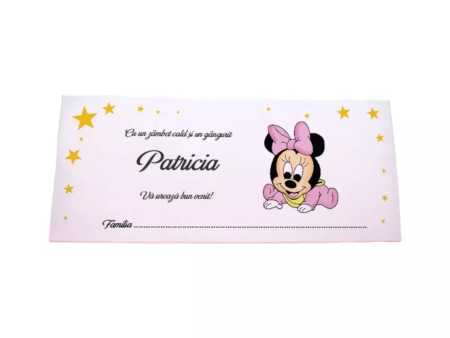Plicuri bani elegante botez 9 x 20cm roz