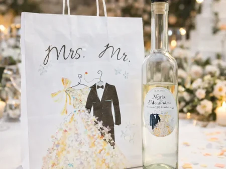 Marturii Nunta Set 7-M184: Pungi si Sticle 500ml | eMarturii.ro
