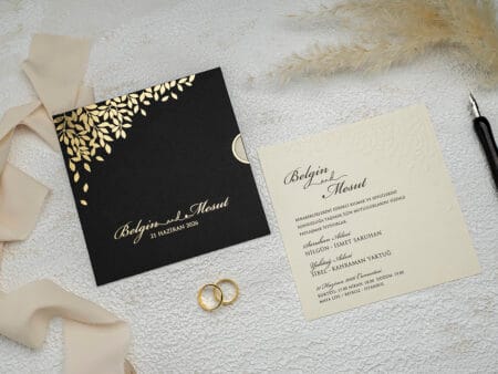 Invitatie nunta negru 10×10