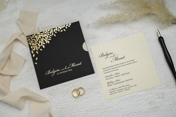 Invitatie nunta negru 10×10
