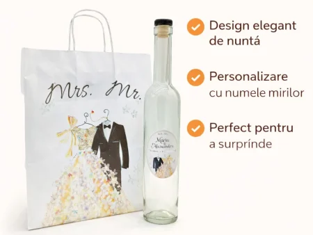 Marturii Nunta Set 7-M184: Pungi si Sticle 500ml | eMarturii.ro
