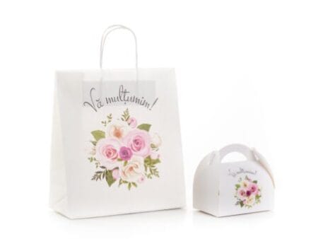 SET Marturie nunta FlowerBouquet 3 Punga Cutie prajituri