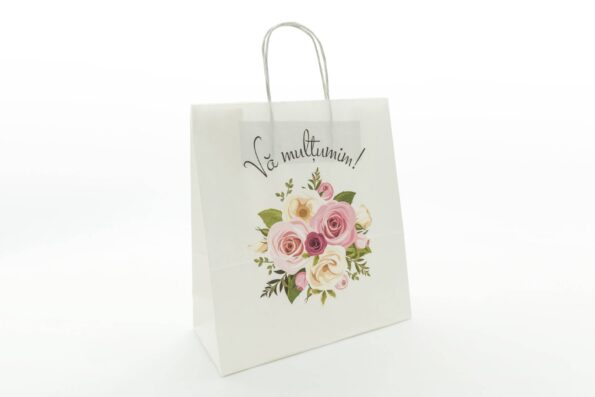 SET Marturie nunta FlowerBouquet 2 Punga Cutie prajituri
 200g Sticla 200ml