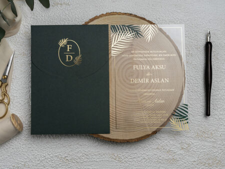 Invitatie nunta verde 13 x 10cm - e-Marturii