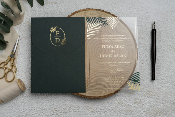 Invitatie nunta verde 13 x 10cm - e-Marturii