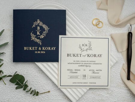 Invitatie nunta albastru din carton 9x11cm ǀ e-Marturii.ro