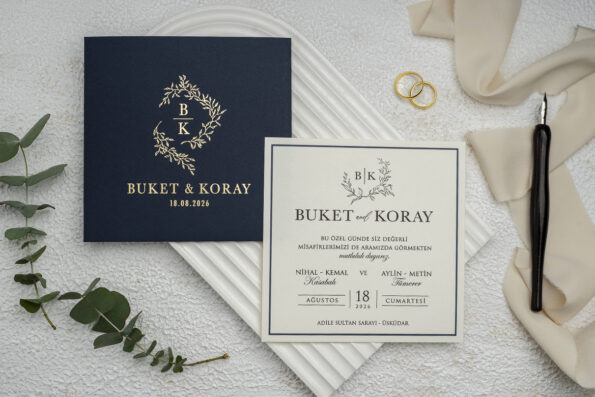 Invitatie nunta albastru din carton 9x11cm ǀ e-Marturii.ro