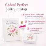 SET Marturie nunta FlowerBouquet 2 Punga Cutie prajituri 200g Sticla 200ml