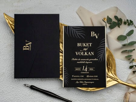 Invitatie nunta negru 13 × 9