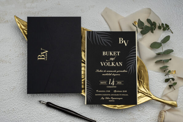 Invitatie nunta negru 13 × 9