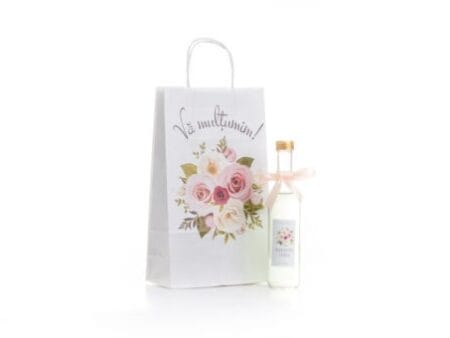 SET Marturie nunta 2 FlowerBouquet Pungi Sticle 200ml