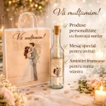 Set Marturii Nunta M63696: Pungi Crem si Sticle 500ml – eMarturii