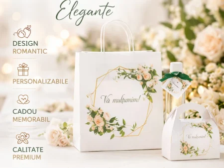 SET Marturie nunta Roses 5 Pungi Cutii 500 Sticle 250ml