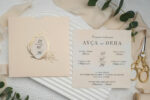 Invitatie nunta crem din carton 15x15cm ǀ e-Marturii.ro