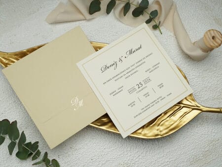 Invitatie nunta crem 12 x 12cm - e-Marturii