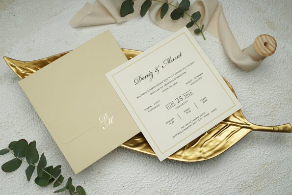 Invitatie nunta crem 12 x 12cm - e-Marturii