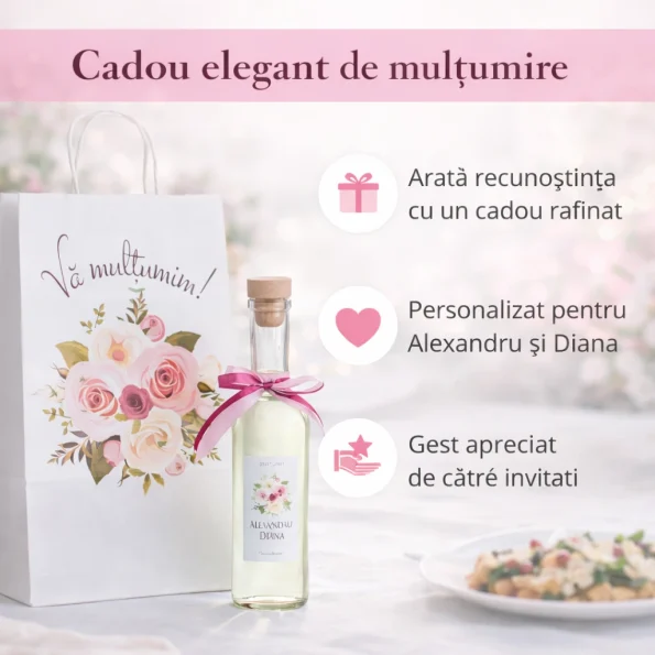 SET Marturie nunta 3 FlowerBouquet Pungi Sticle 200ml