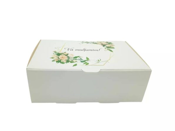 Cutii pentru prajituri – cum alegi ambalajul perfect? Marturii nunta Set 10-Roses: Pungi, Sticle 50ml, Cutii 200g