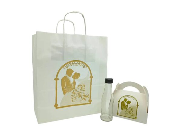 Marturii nunta Set 7-Wedding: Pungi, Sticle 100ml, Cutii
200g
