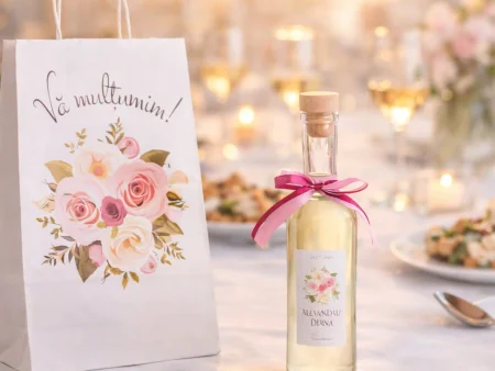 SET Marturie nunta 3 FlowerBouquet Pungi Sticle 200ml