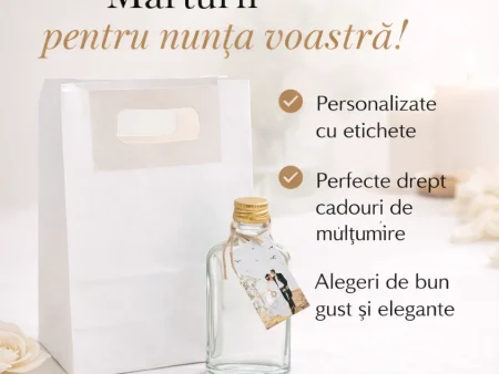 Marturii Nunta Set 8-M447 - Sticla 40ml si Punga Alba