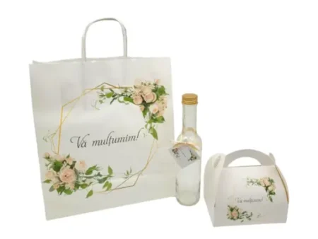 SET Marturie nunta Pungi Cutii Sticle Roses 1