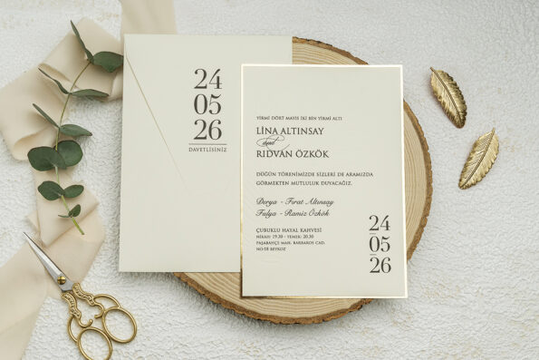 Invitatie nunta crem 15 × 11