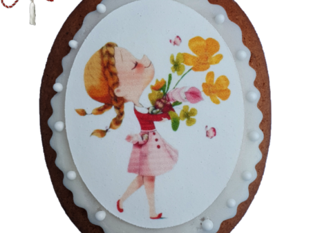 Turta dulce fetita cu flori 9 cm
