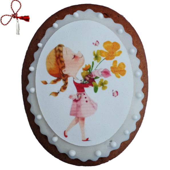 Turta dulce fetita cu flori 9 cm