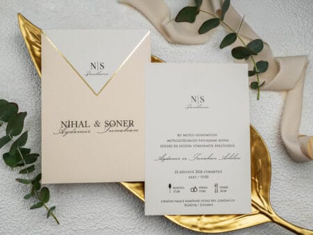 Invitatie nunta auriu 12 x 11cm - e-Marturii