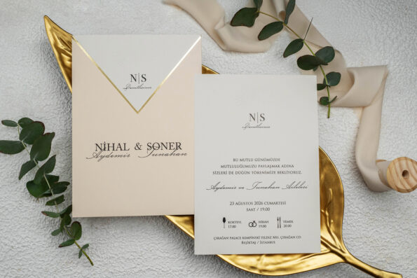 Invitatie nunta auriu 12 x 11cm - e-Marturii
