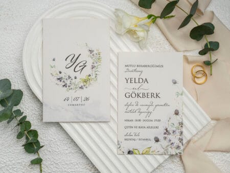 Invitatie nunta alb din carton 10×7