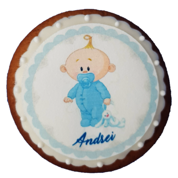 Turta dulce bebelus bleu botez 8 cm