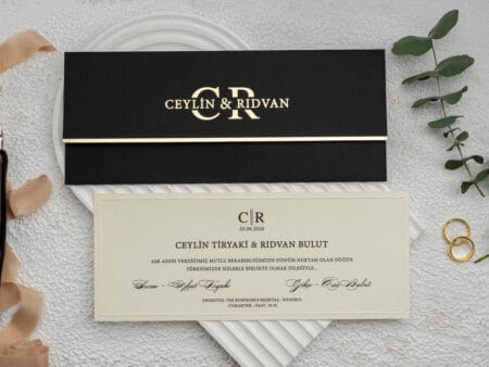 Invitatie nunta negru 8 x 19cm - e-Marturii