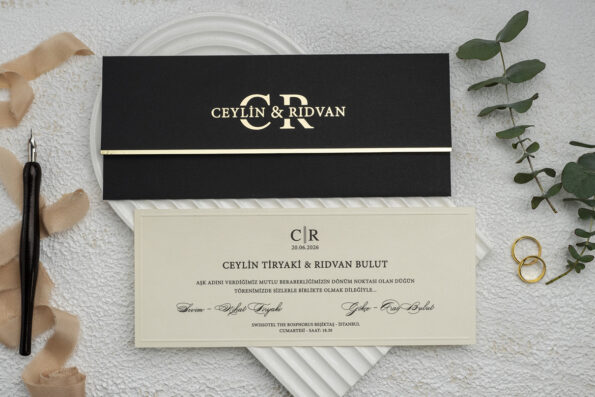 Invitatie nunta negru 8 x 19cm - e-Marturii