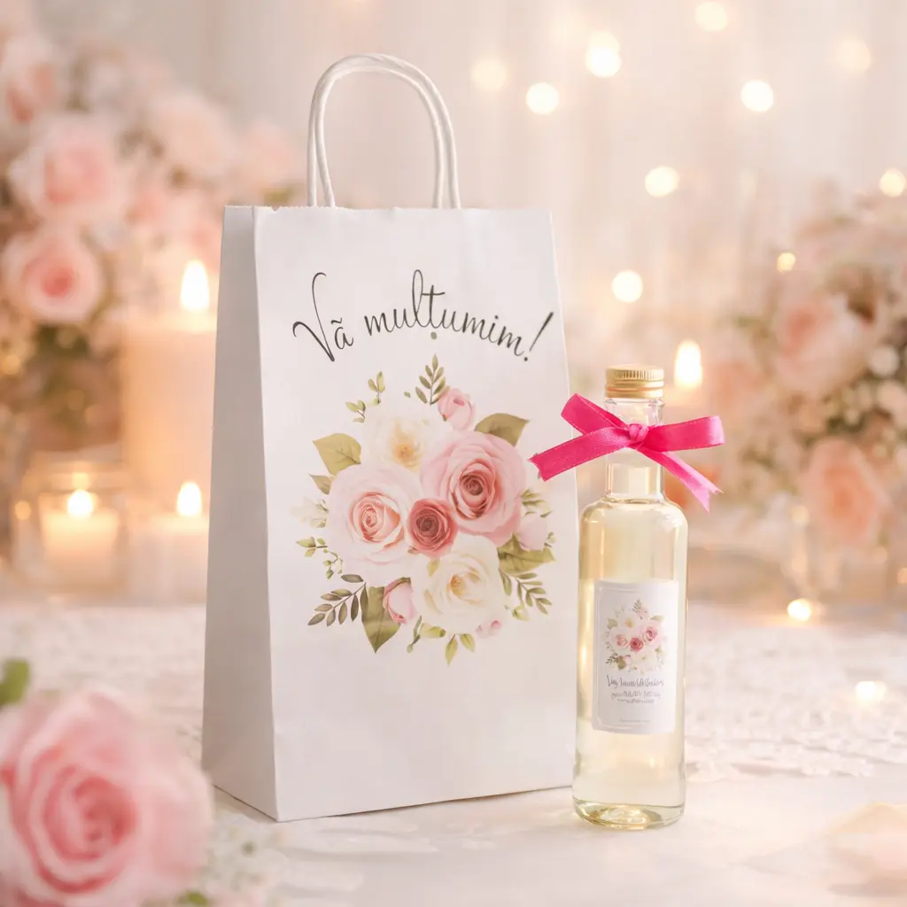 SET Marturie nunta 4 FlowerBouquet Pungi Sticle 200ml SET Marturie nunta 4 FlowerBouquet Pungi Sticle 200ml