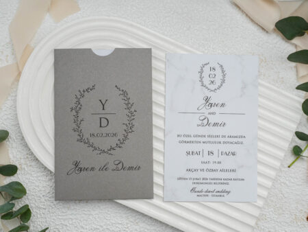 Invitatie nunta gri din carton 10