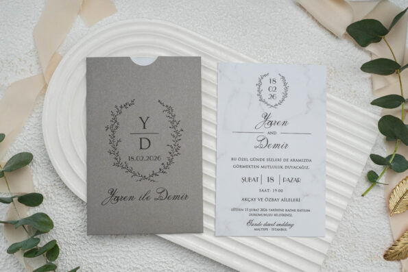Invitatie nunta gri din carton 10