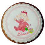 Turta dulce bebelus roz botez 8 cm