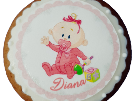 Turta dulce bebelus roz botez 8 cm