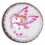 Turta dulce fetita pe unicorn botez 8 cm