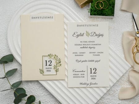 Invitatie nunta crem din carton 12