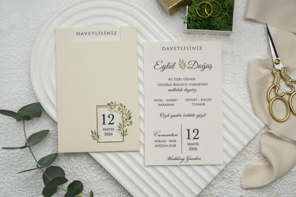 Invitatie nunta crem din carton 12