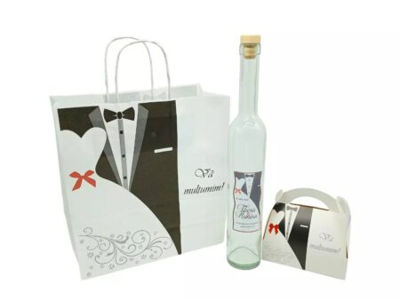 Marturii nunta Set 2-M3902: Pungi, Sticle 500ml, Cutii 200g