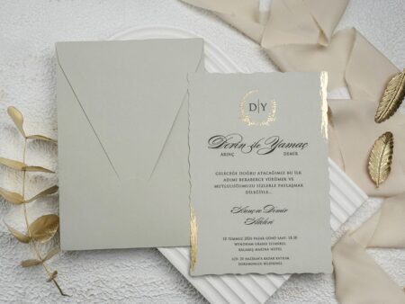 Invitatie nunta nuanta gri cu auriu