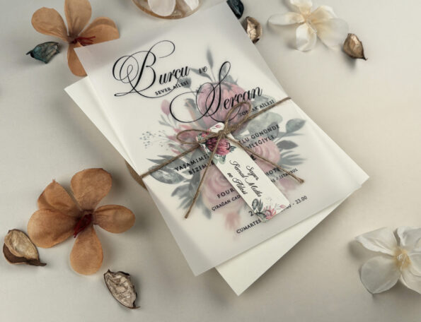 Invitatii nunta plexiglas cu flori 85842-elite