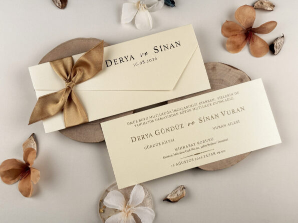 Invitatie nunta carton sidef 22 cm x 8,9 cm